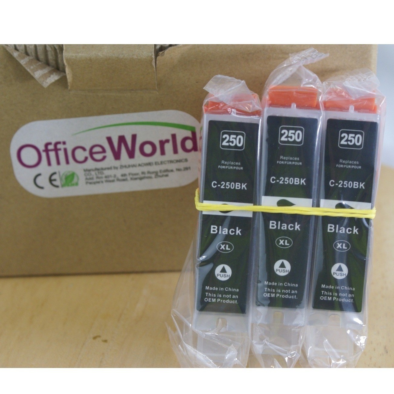 OfficeWorld C-250BK XL Black Ink Cartridges 3 Pack Replacement for 250 Series