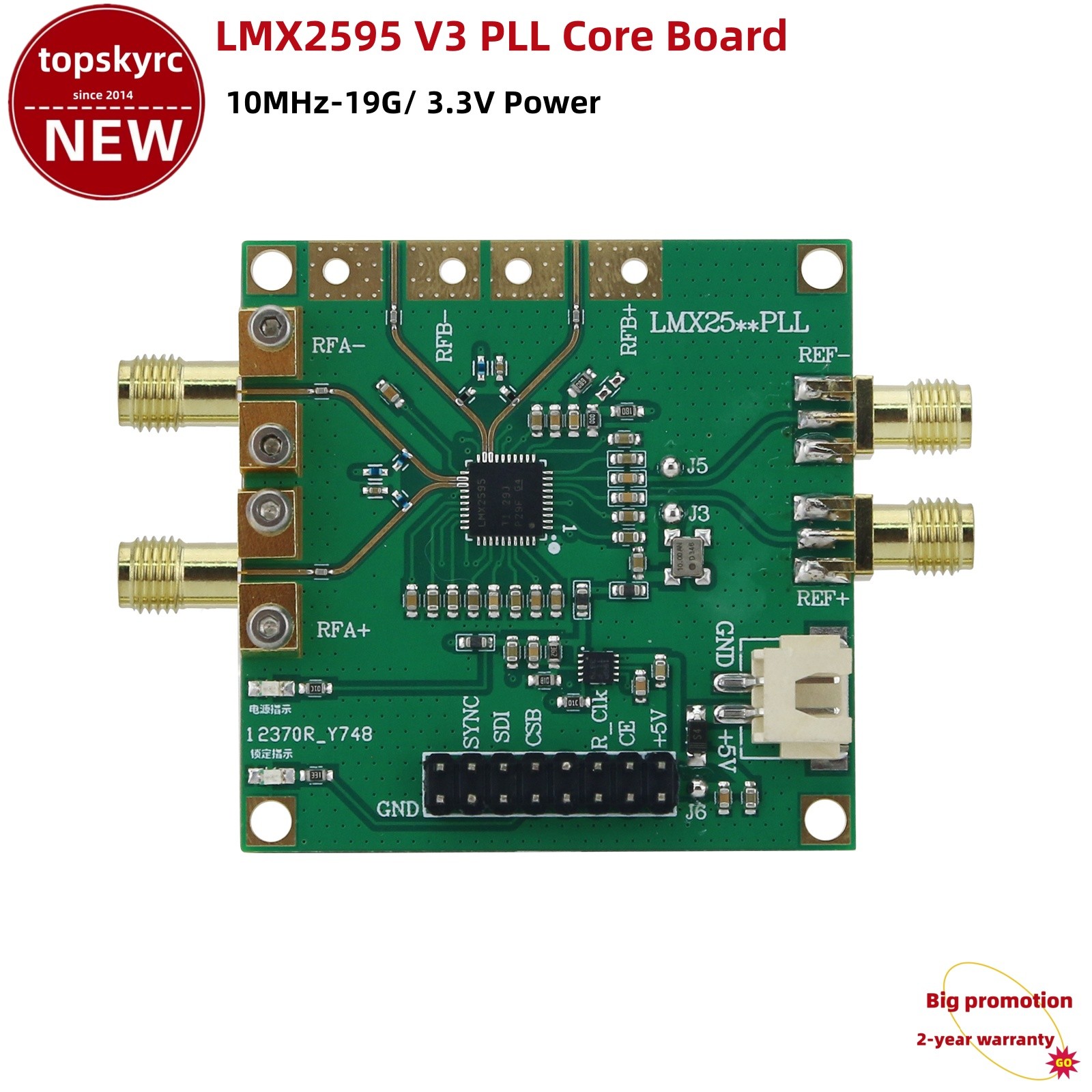 10MHz-19GHz LMX2595 V3 PLL Core Board Phase Locked Loop w/SMA Connector tp1