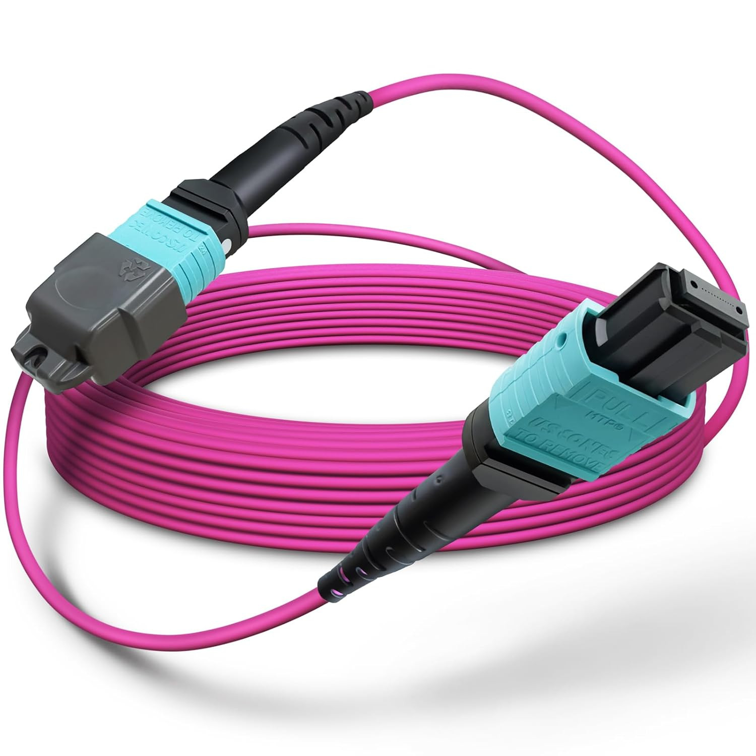 50Ft OFNP MTP/MPO Fiber Cable 12 Strand Female, MTP to MTP OM4 Multimode Fiber O