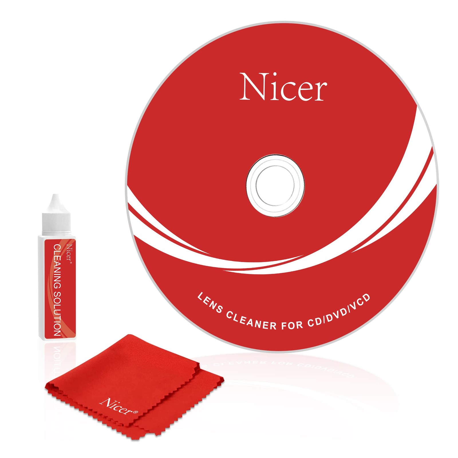 Nicer CD/VCD/DVD Player Cleaner Kit, Laser Lens Cleaning Disc with Double Red