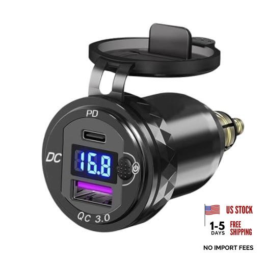 Motorcycle DIN/Hella USB Charger (NOT for Car Cigarette Socket), 36W PD3.0 &