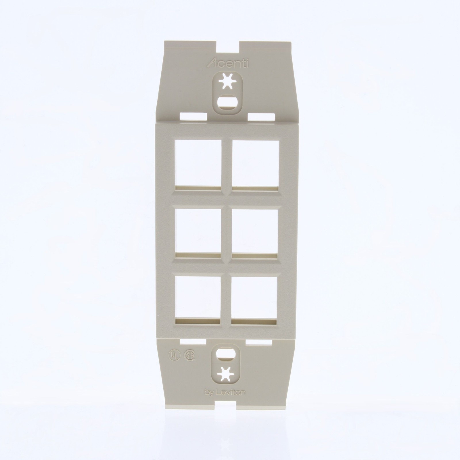 Leviton AC646-DFT Quickport Driftwood Acenti 6-Port Polymer Wallplate Insert