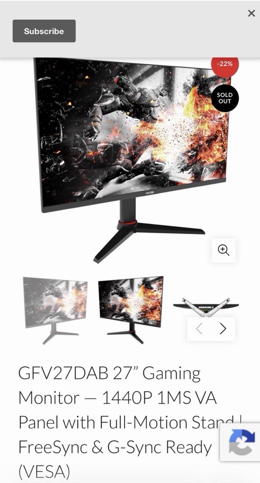 Viotek GFV27DAB 27in VA 1440p 144Hz 1ms Gaming Monitor Black