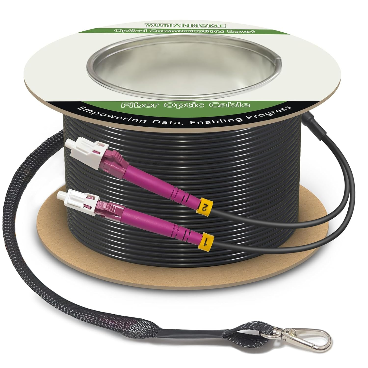 500Ft Armored OM4 LC to LC Fiber Patch Cable Multimode Duplex, LSZH Black