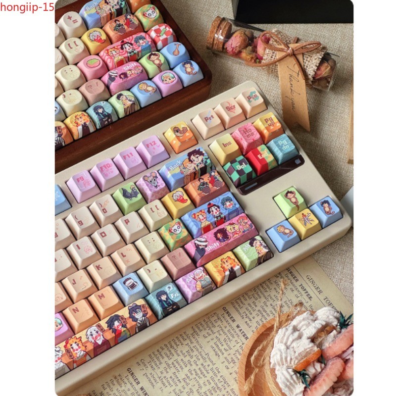 Demon Slayer PBT Keycaps Dye‑Sublimation Custom Keycap Mechanical Keyboard Gift