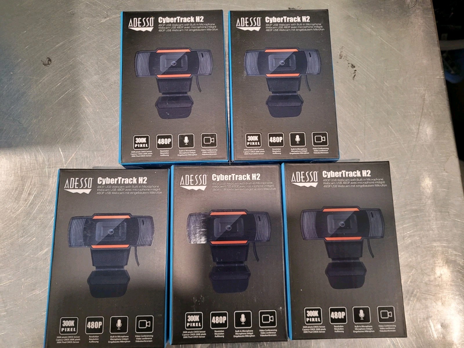 Lot of 5 NEW Adesso CYBERTRACK H2 High Quality Video WebCam Built-in Microphone