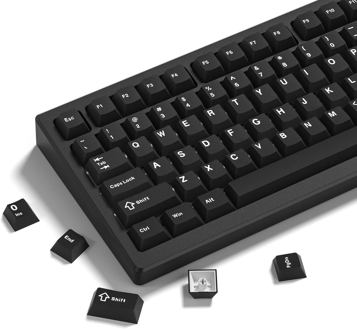 Womier Double Shot PBT Keycaps Set 138 Keys, Cherry Profile Custom Black 