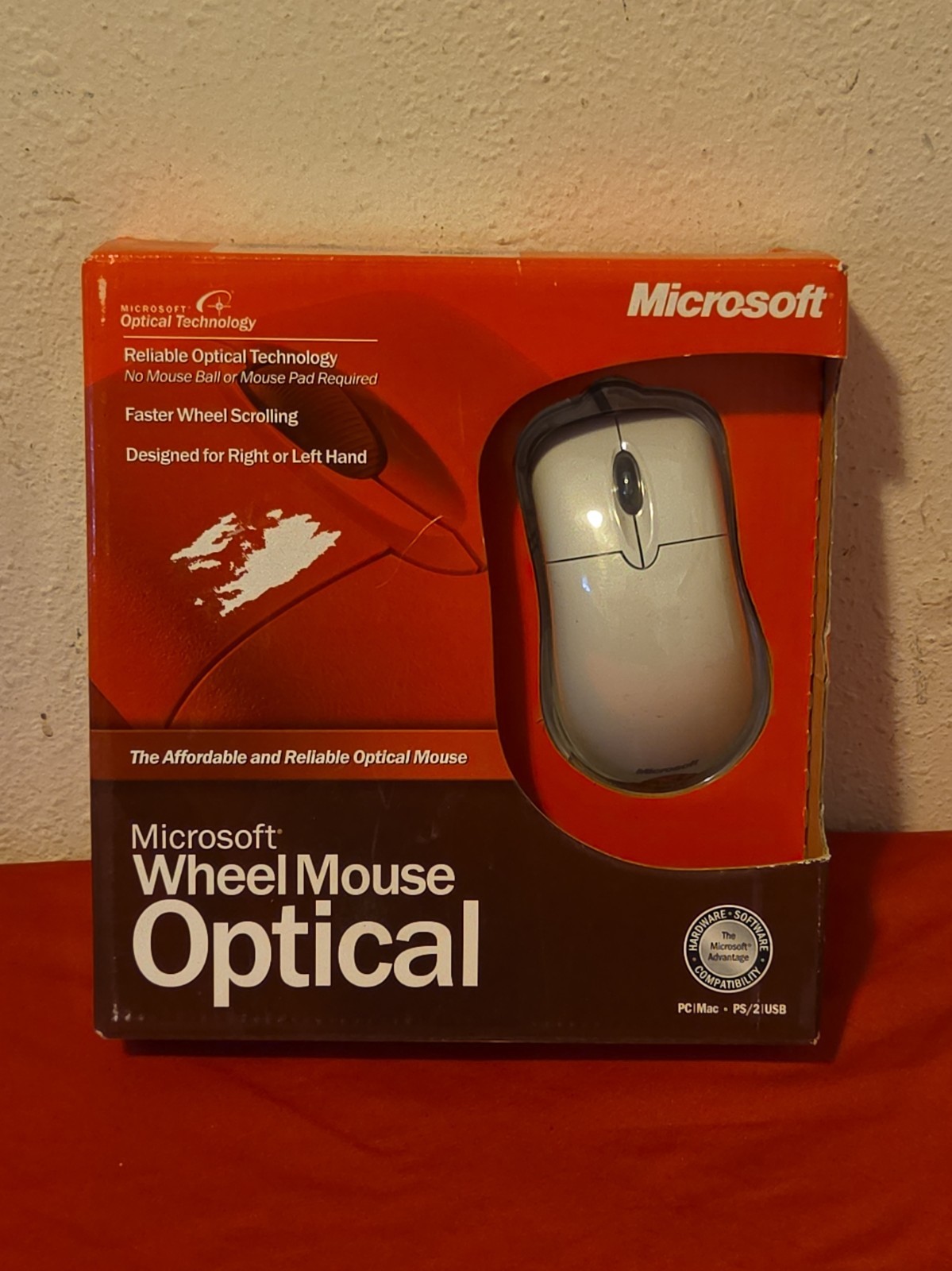 Vtg Microsoft Wheel Mouse Optical Mouse: PC/MAC USB PS2 (NEW) 