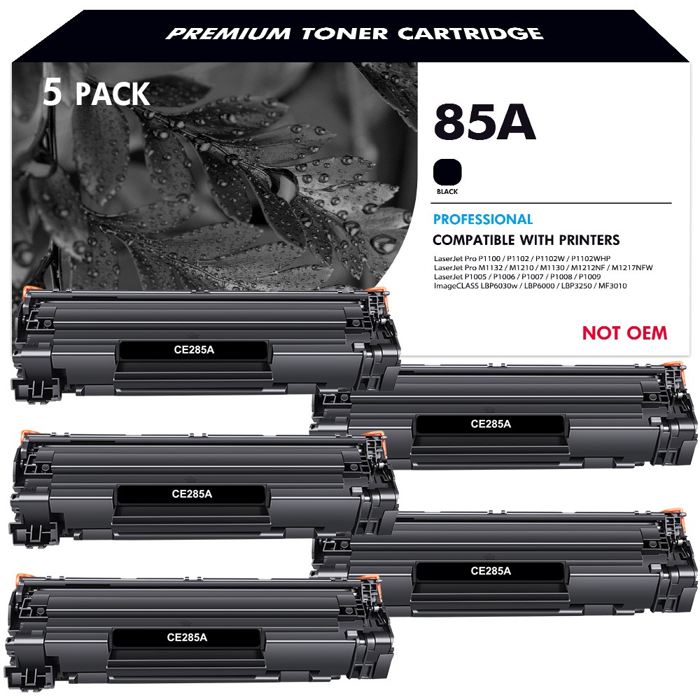 5 Pack CE285A 85A Black Toner Cartridge For HP Laserjet P1102w M1212nf M1217nfw