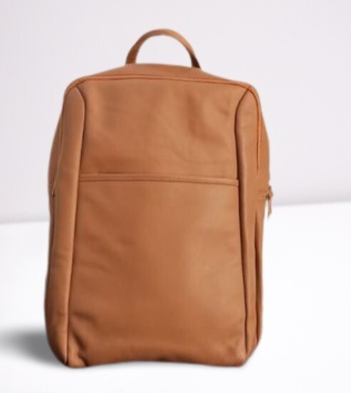 Office Laptop Workplace Brown Leather Backpack Travel Camera Road Trip Rucksack