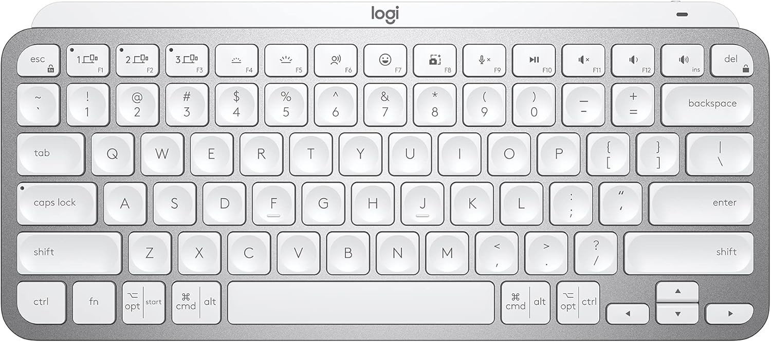 Logitech MX Keys Mini Minimalist Wireless Illuminated Keyboard Backlit Pale Gray