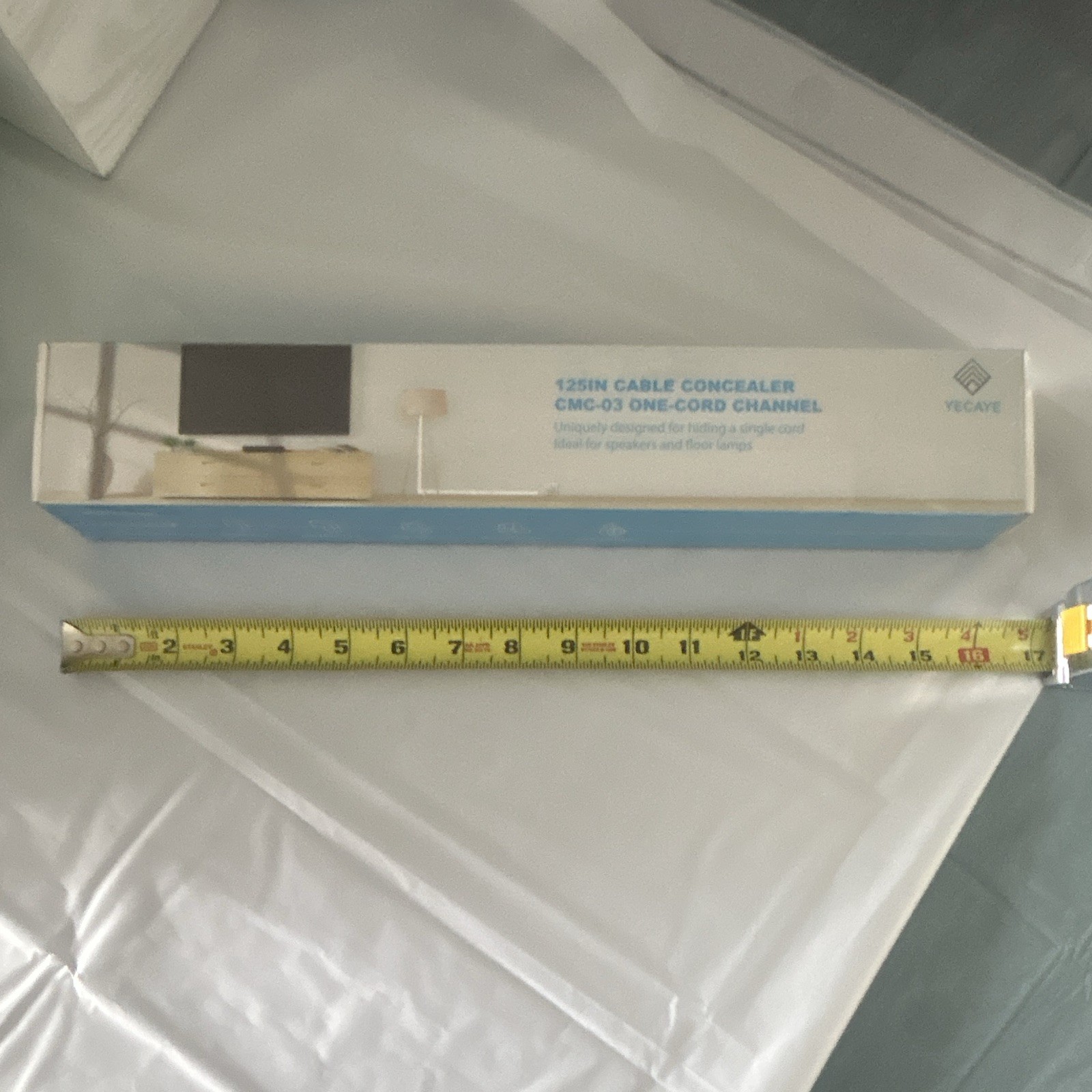 Yecaye White Cable Concealer 125in CMC-03 One Cord Channel Cover for Wall Mount