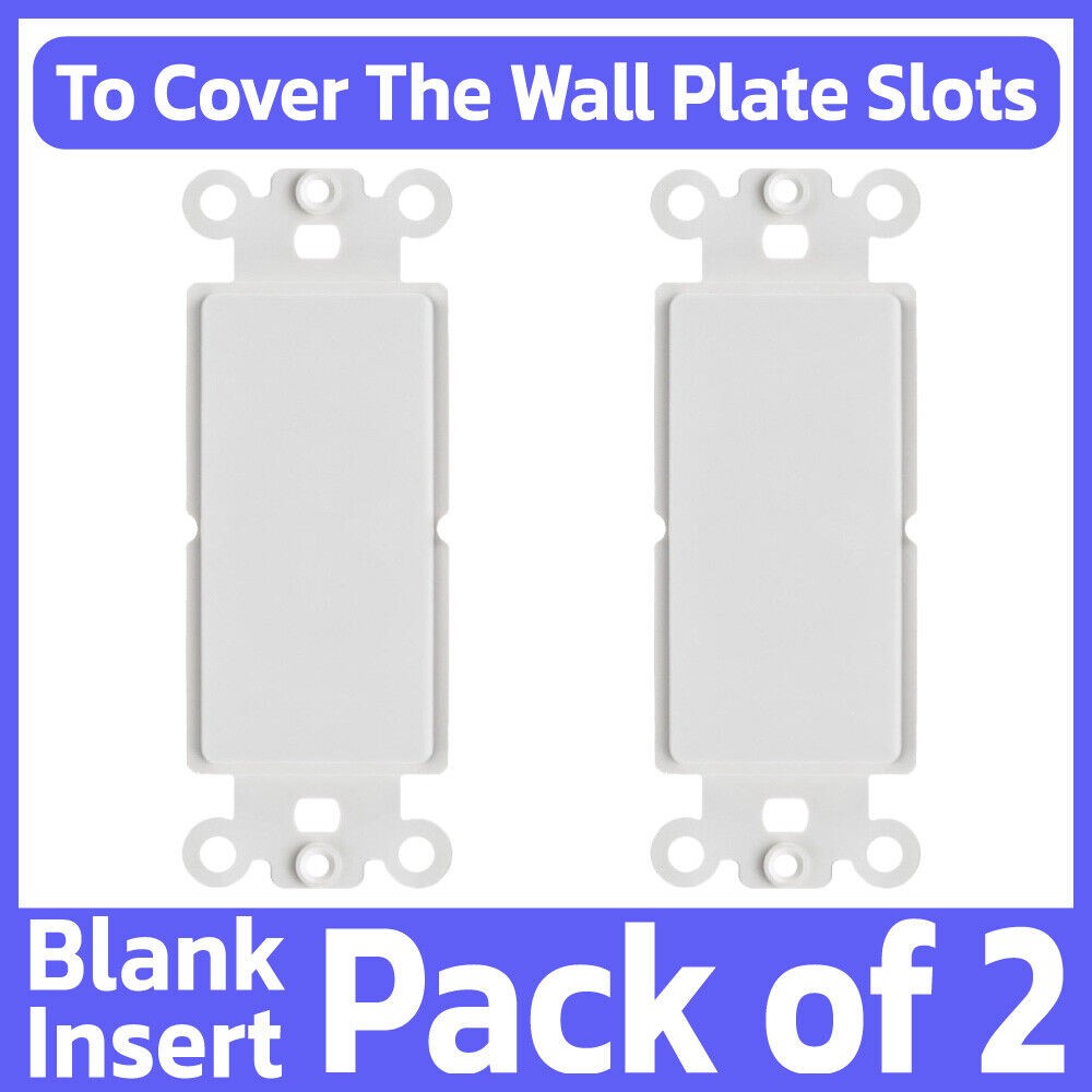 2 Pack Blank Decorator Wall Plate Insert GFCI Panel Outlet Switch Cover White