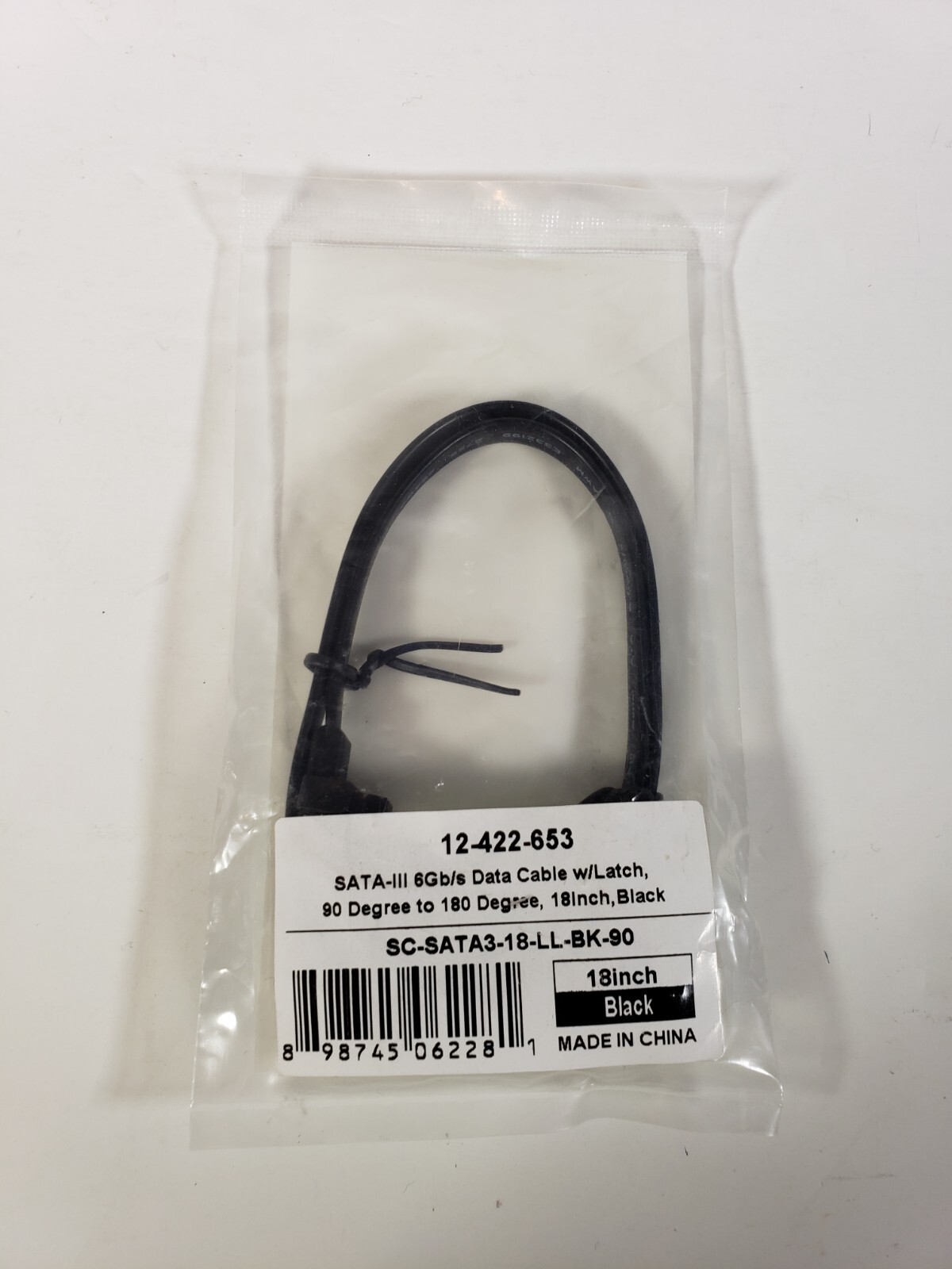 Coboc - SC-SATA3-18-LL-BK-90 -18" 90 Degree to 180 Degree SATA III 6Gb/s - Black