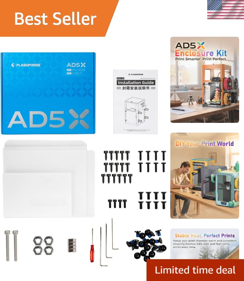 AD5X Enclosure Kit, DIY Colors & Style, Optimized Design, Reduced Noise and O...