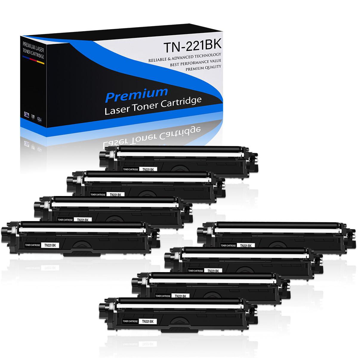 8PK High-Yield TN221 Black Toner for Brother TN225 MFC-9130CW 9330CDW 9340CDW