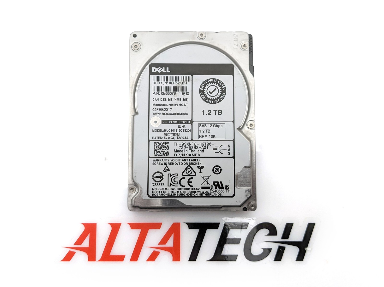 Dell 0B33078 1.2TB 10K SAS 2.5 12G HDD HGST HUC101812CSS204 Hard Drive 9XNF6