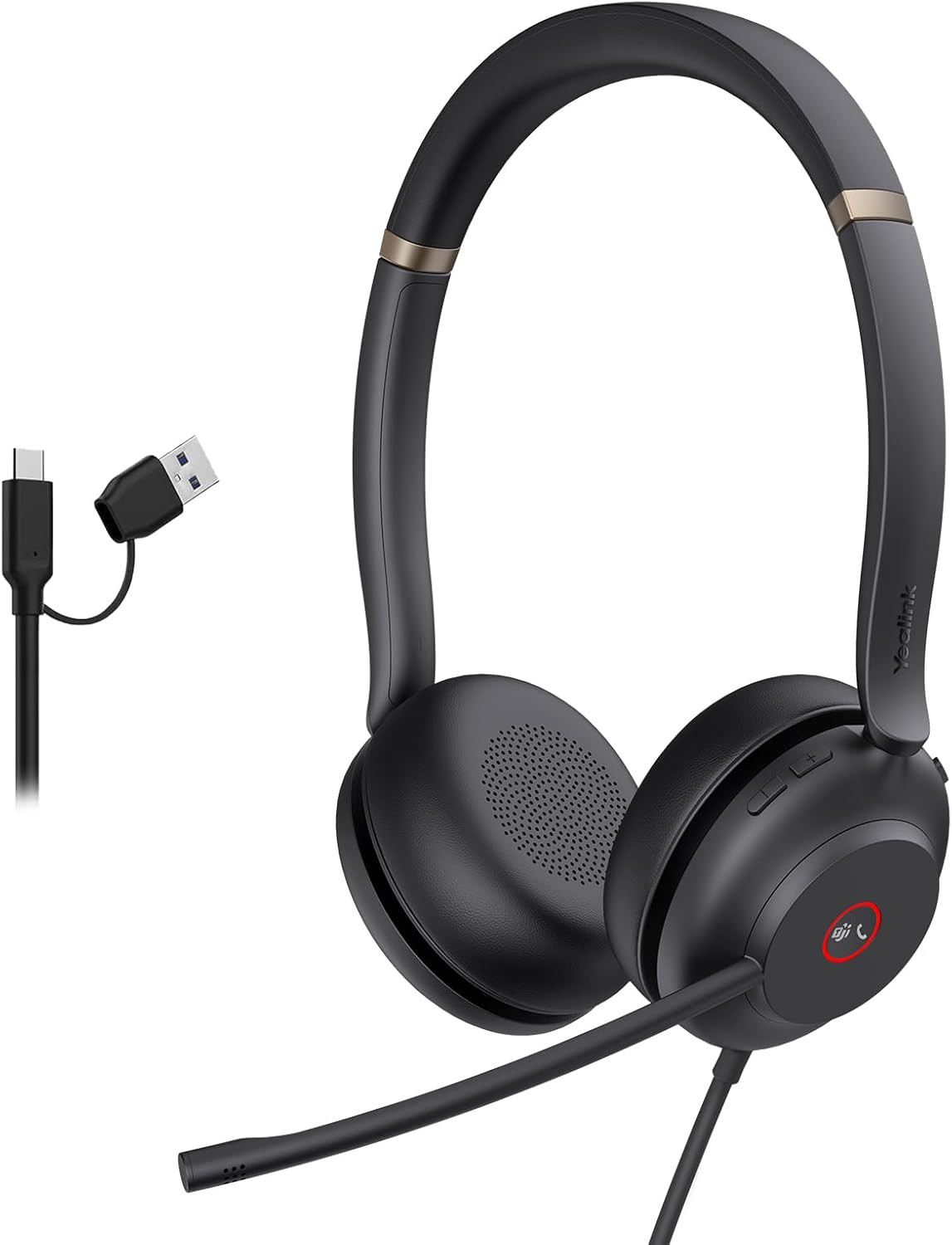 Diadema USB UH37 con Microfono Cancelacion Ruido Cable USB A C PC Laptop Zoom