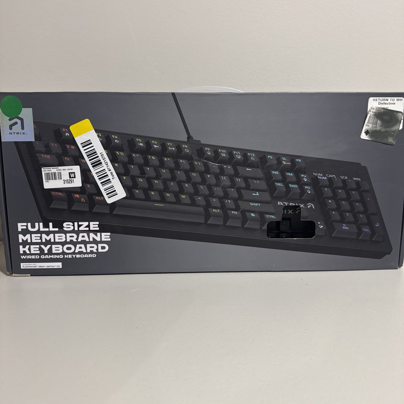 Atrix Full Size Membrane Keyboard Wired Gaming For PC Xbox PlayStation Switch