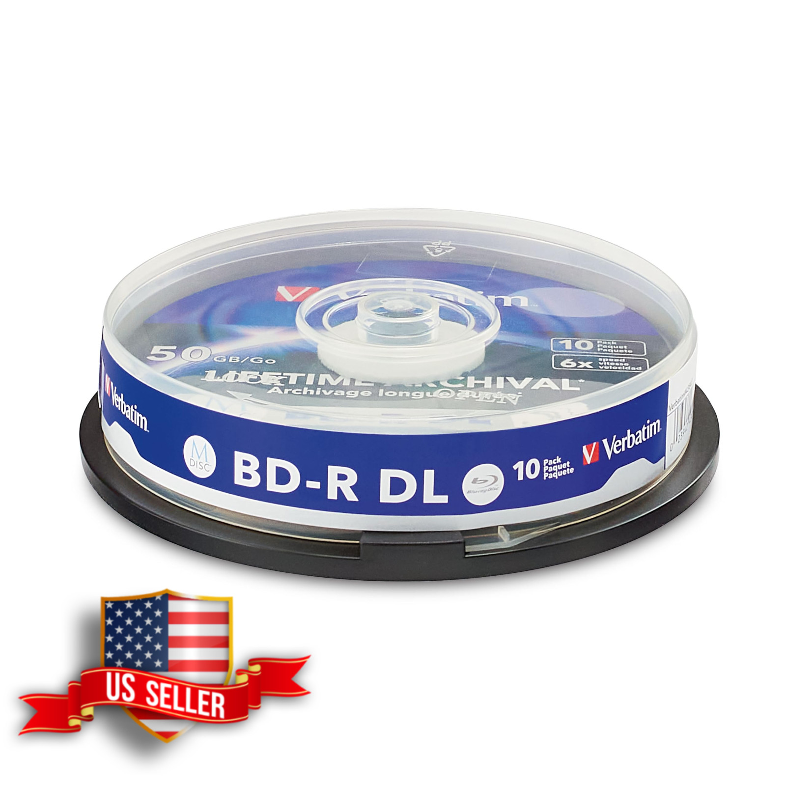 Verbatim M-DISC BD-R DL 50GB 6X Inkjet Printable Archival Discs 10 Pack