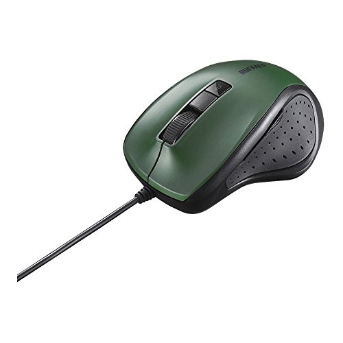 Buffalo BUFFALO Wired BlueLED Silent 5-Button Mouse Green BSMBU308GR