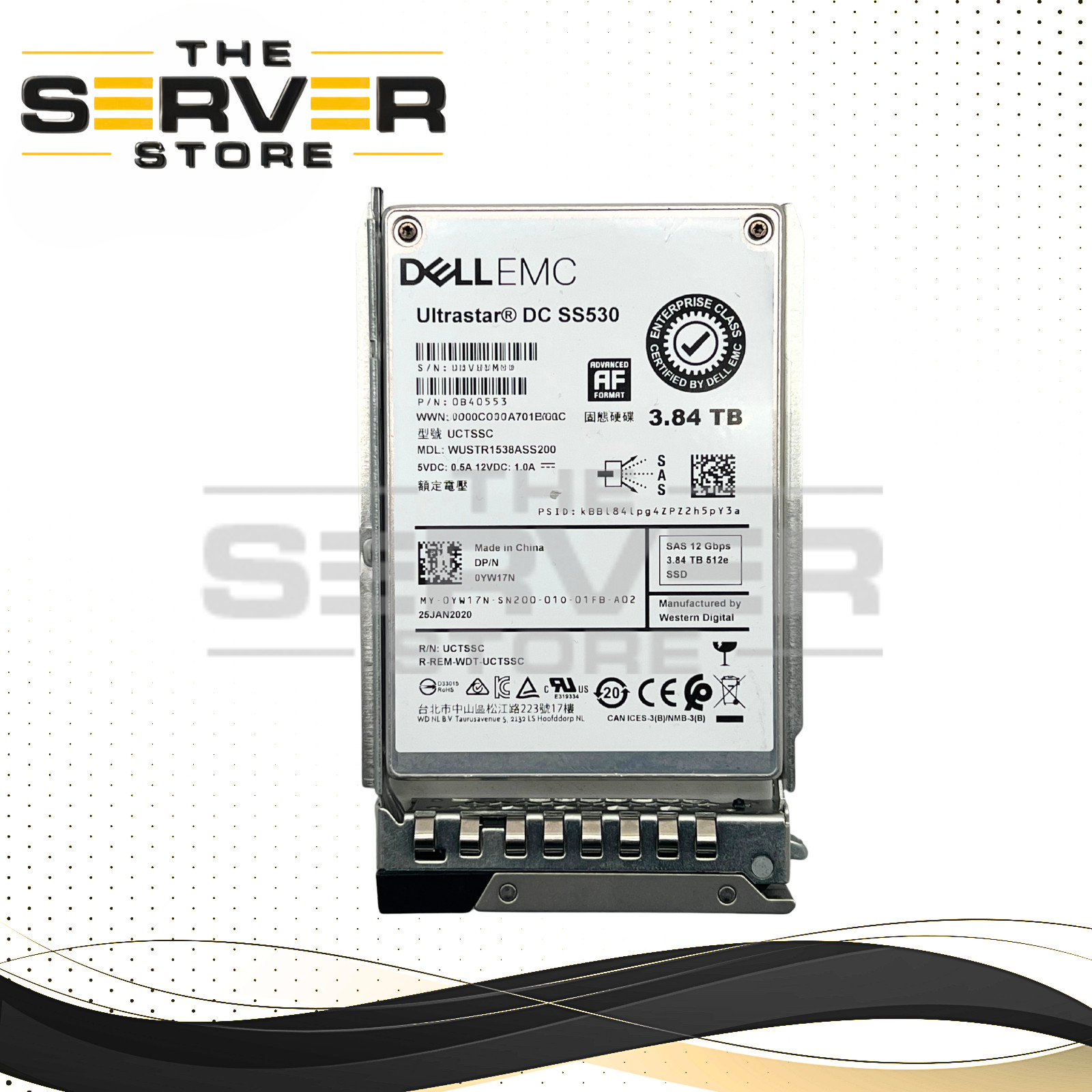 (NOB) 3.84TB WD Ultrastar SS530 12Gbps SAS SSD for Dell PowerEdge R660 / R760