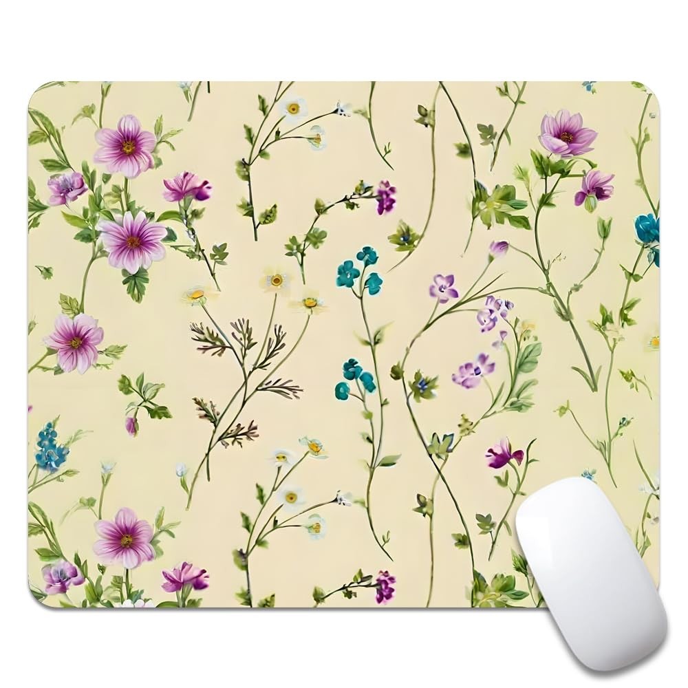 Square Mouse Pad Flower Branch Pattern Gaming Desk Soft NonSlip Mat