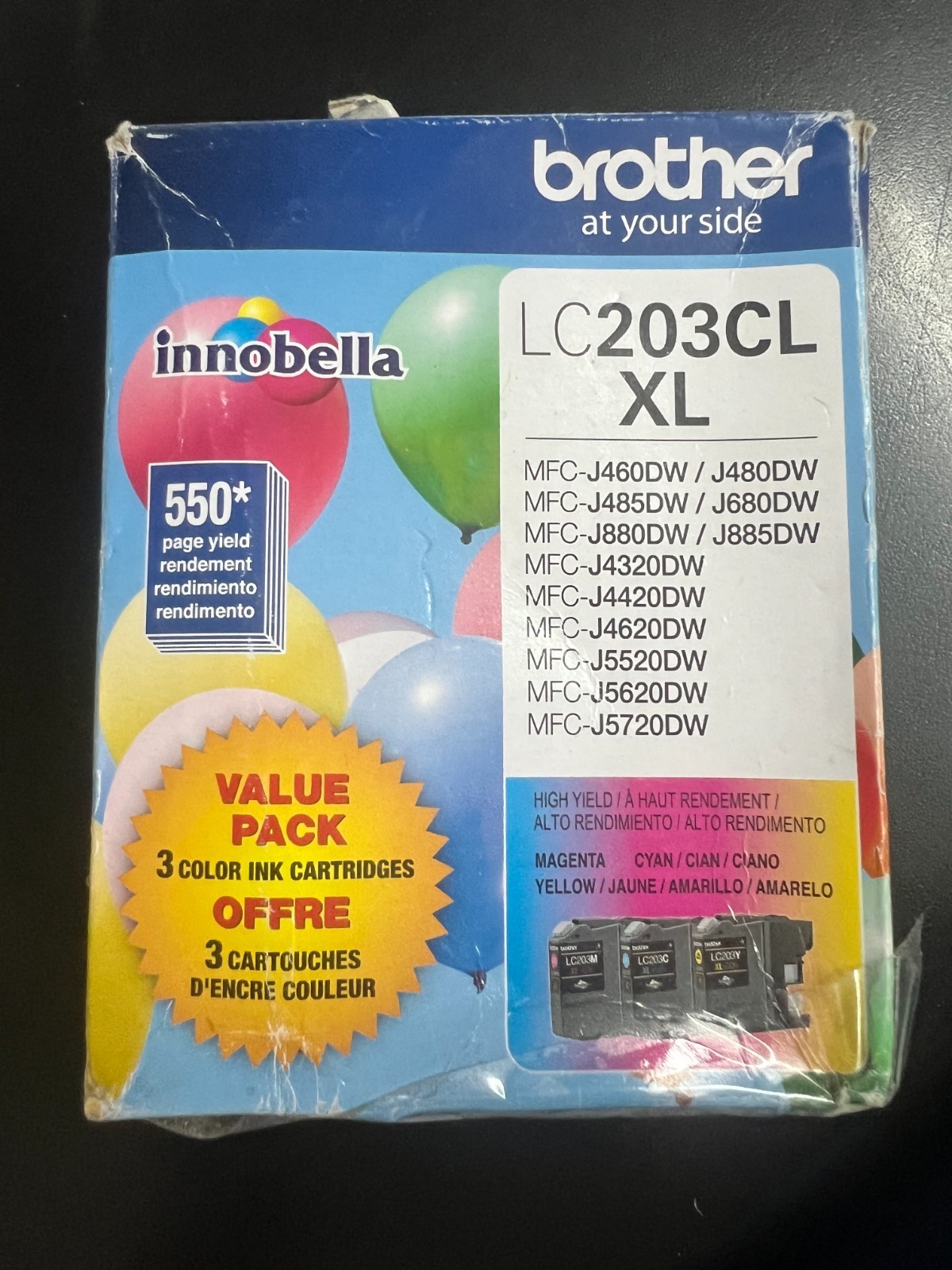 Brother LC2033PKS 550 Page-Yield Innobella Ink - Cyan/Magenta/YL (3/Pack) 9169OB