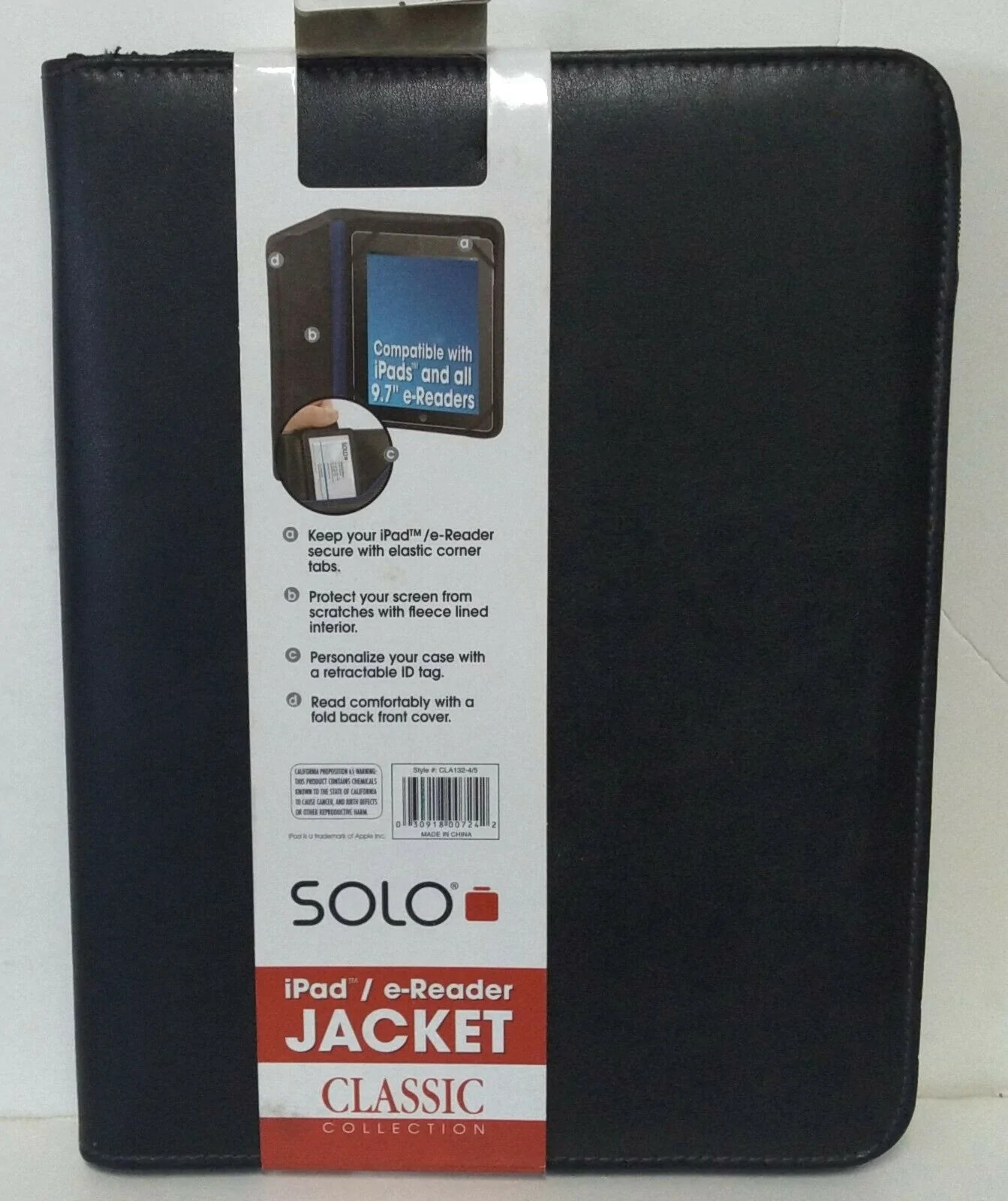 Solo Classic Collection iPad e-Reader Jacket / Zipper 9.7" Black CLA132-4/5