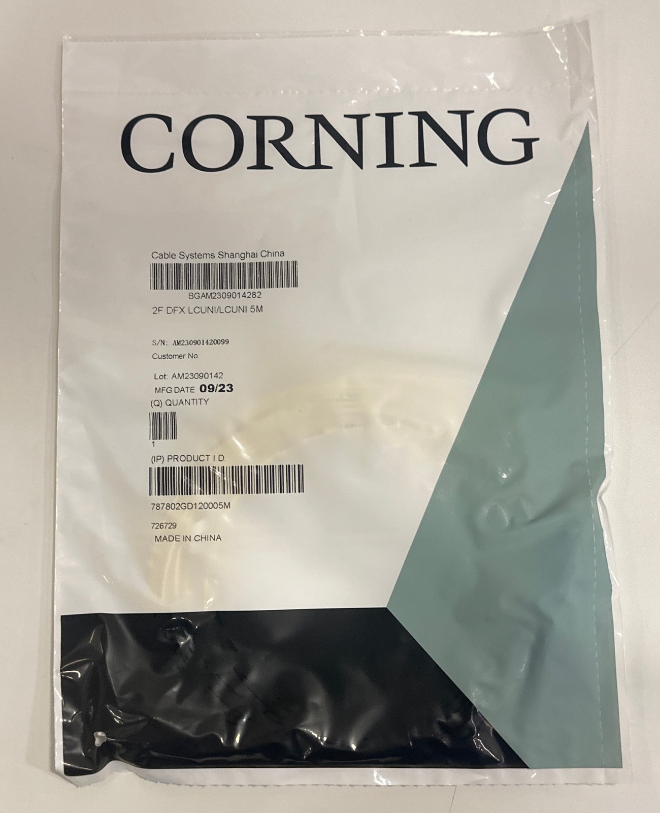Corning 787802GD120005M Fiber Jumper Single Mode, 5M 