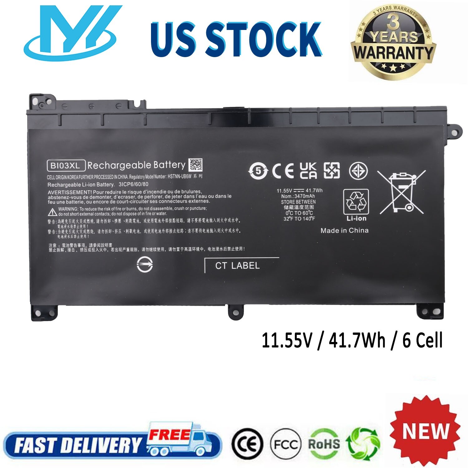 ✅ BI03XL ON03XL Battery For HP Pavilion X360 13-U Seres 844203-850 844203-855