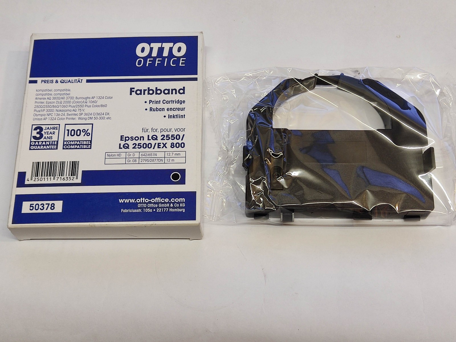 1x Otto Office Nylon Ribbon Black Size 642 for Epson EX 800 LQ 2500 LQ2550