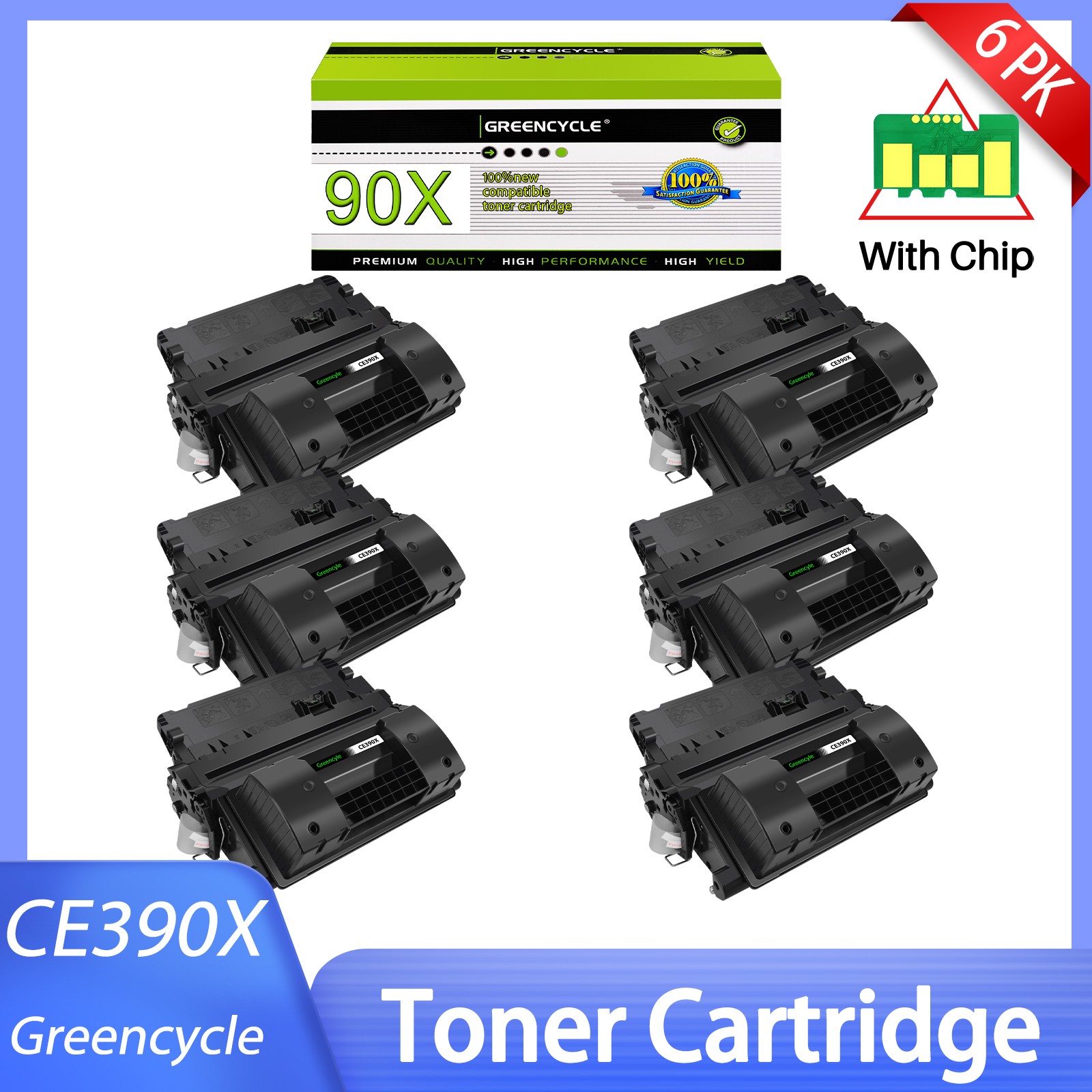 6PK Black CE390X 90X Toner Fitfor HP LaserJet Enterprise 600 M603n M602x Printer