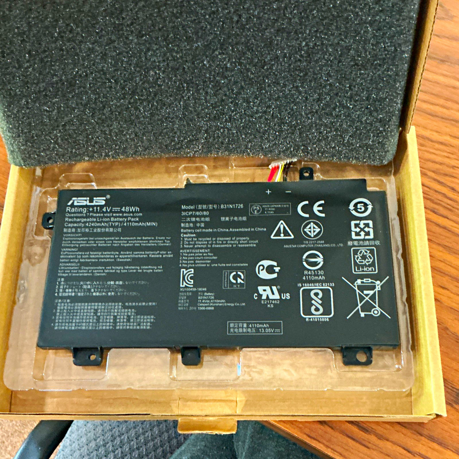 ASUS B31N1726 Laptop Battery 11.4V 4110mAh 3-Cell Li-Ion Black Chromebook