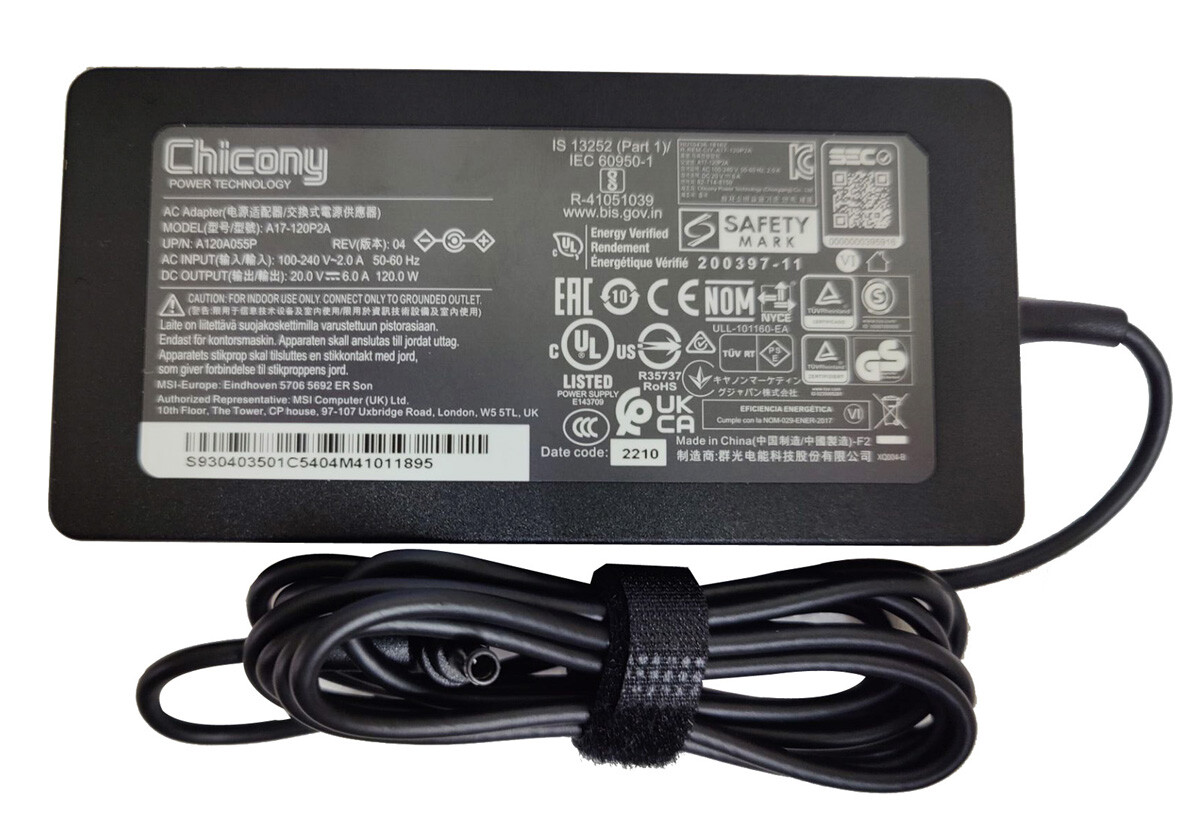 Genuine Chicony 20V 6A 120W AC Adapter For MSI Cyborg 15 A12VF-272US A12VF-043US