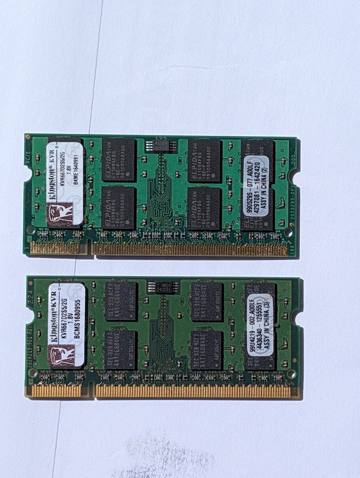 4gb (2x 2GB) DDR2 SODIMM Kingston ValueRAM KVR667D2S5/2G 
