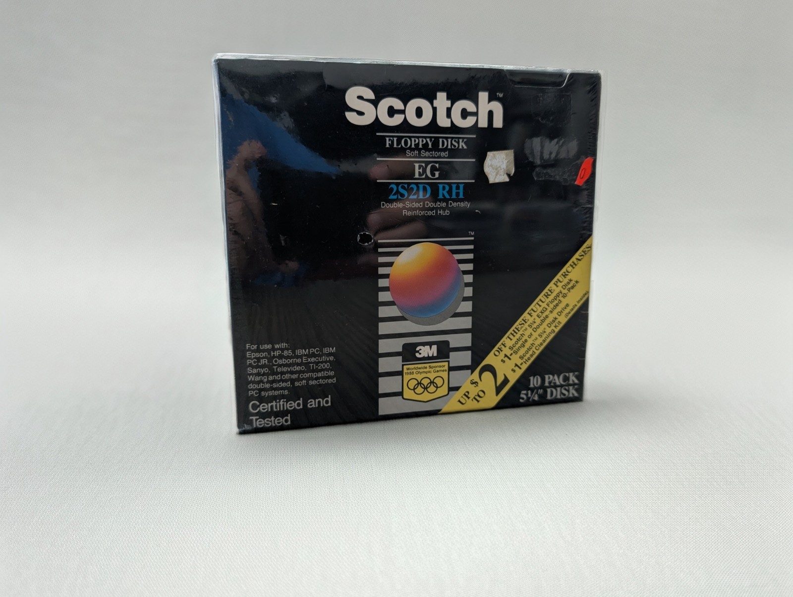 Vintage Sealed 3m Scotch 5.25” Floppy Disk EG 2S2D RH 10 Pk 1988 Olympics Promo
