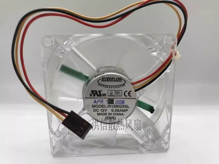 1PCS EVERFLOW Jieleng R128025SL 12V 0.09A Silent LED Case Fan for Power Supply