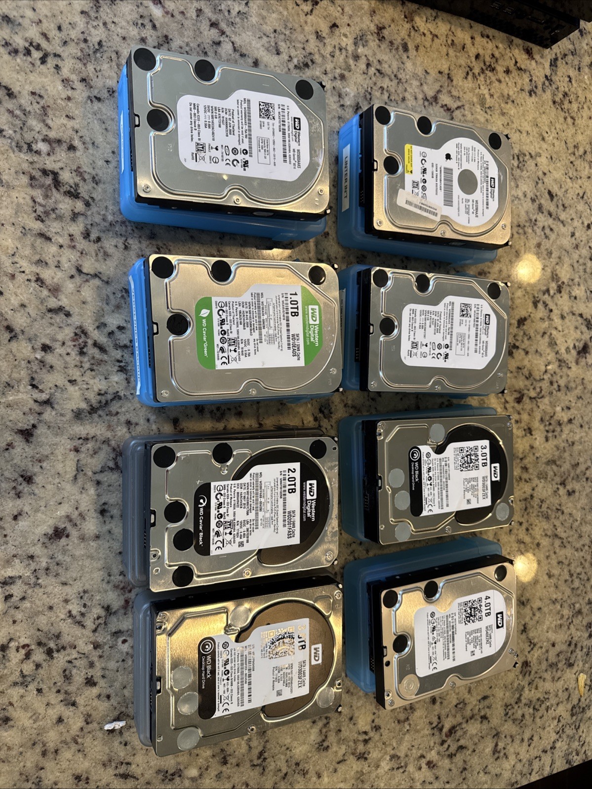 Lot of 8 Western Digital SATA Drives - PARTS/REPAIR ONLY See Description