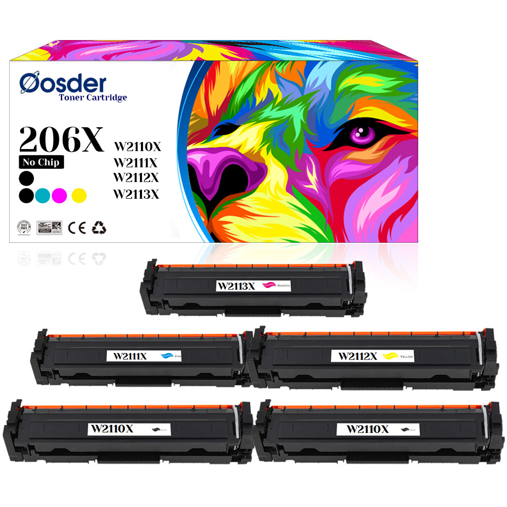 206X Toner(No Chip), 2x BK & 1x C/M/Y, for HP M255dw/M282/283fdw, W2110X W2111X