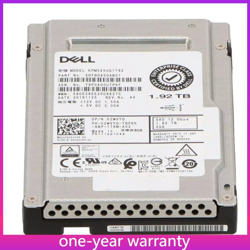 NEW 02WVYG 2WVYG DELL KPM5XVUG1T92 1.92TB 2.5" SAS 12G MU SSD Solid State Drive