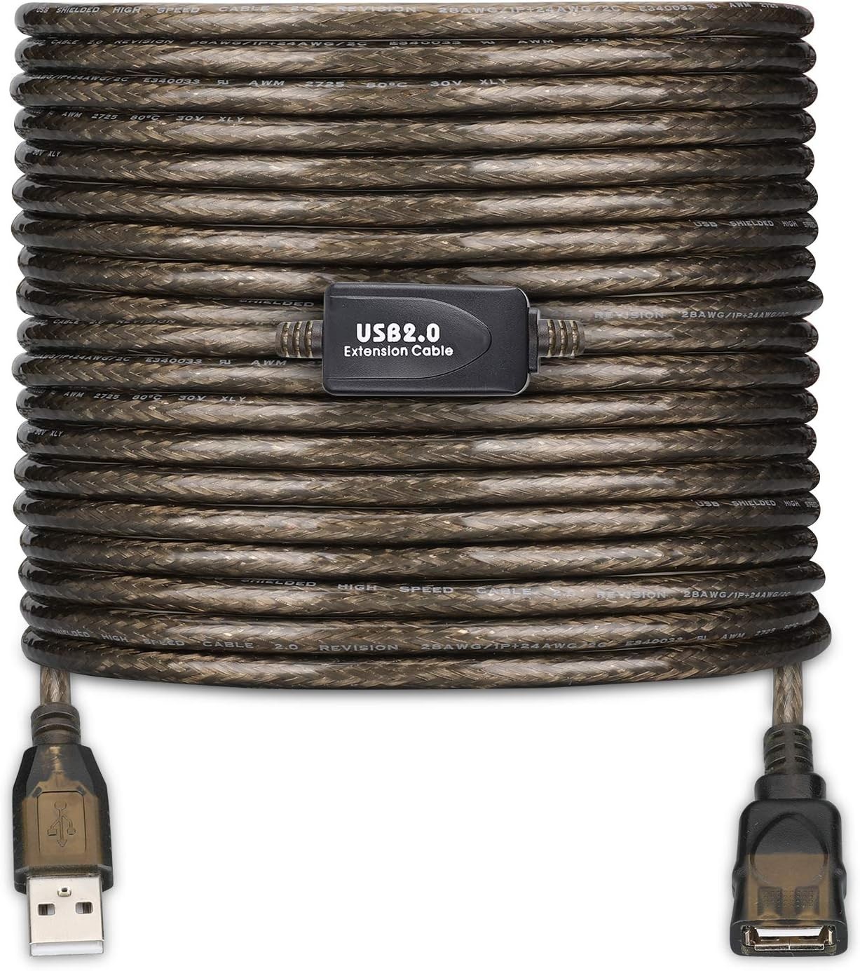 USB 2.0 Type a Male to a Female Active Repeater Extension Cable 50Ft, High Speed