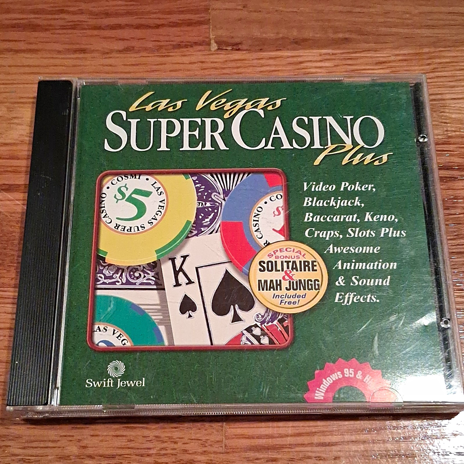 Swift Jewel Las Vegas Super Casino Plus PC CD-ROM Casino Game Win 95/98/NT