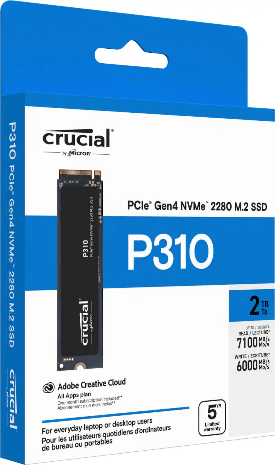 Crucial P310 2TB Internal SSD PCIe Gen 4 x4 NVMe M.2 with Heatsink Brand New