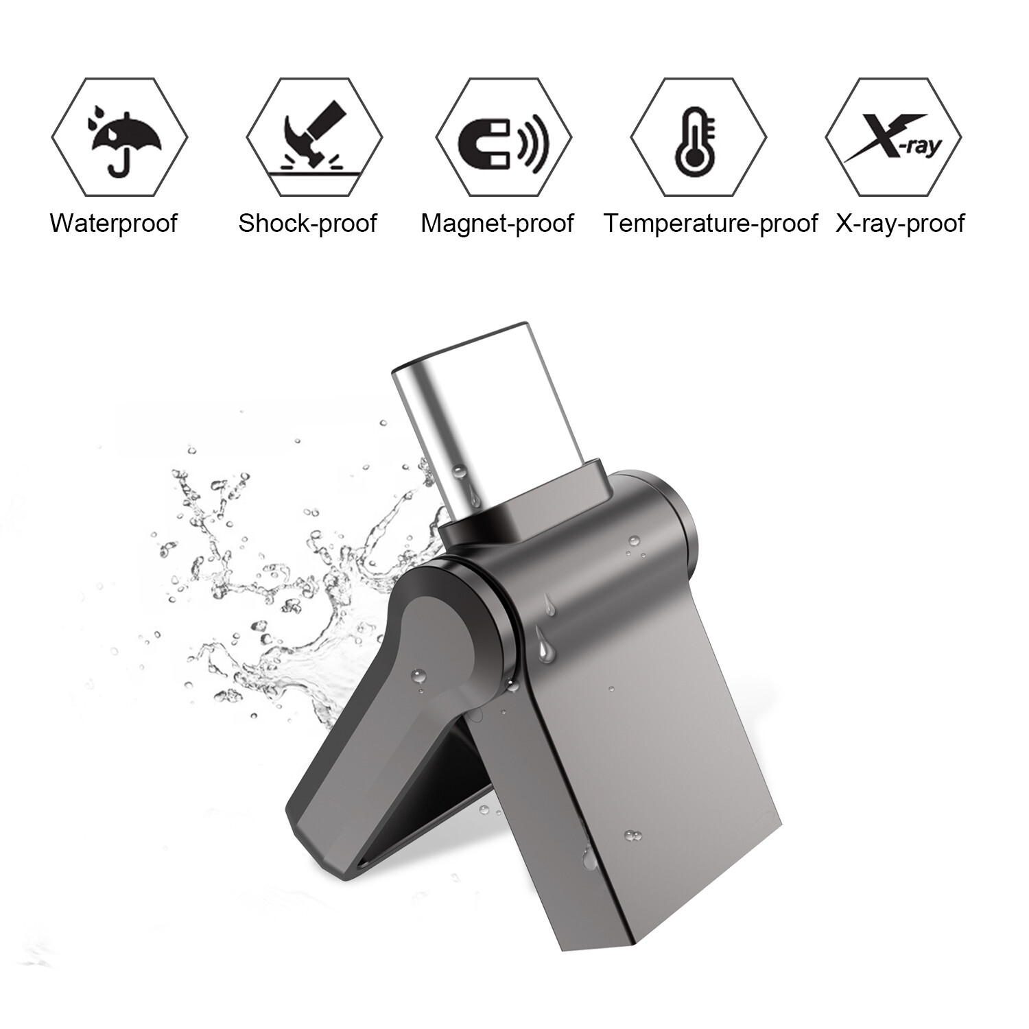 Kootion 64GB OTG USB 3.0 Type-C Mini Dual Flash Drive Storage Blank Memory Stick