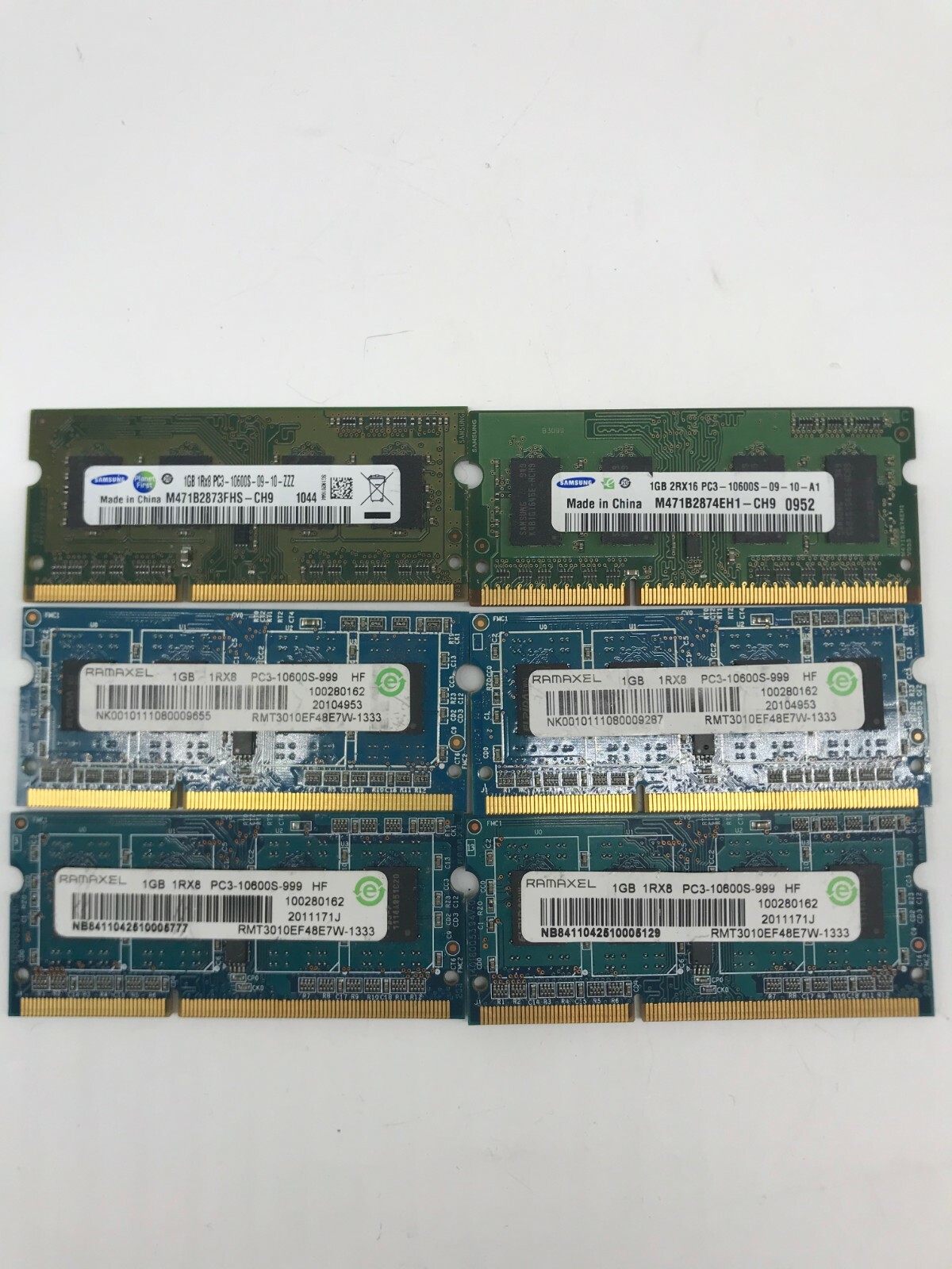 6GB (6x1GB) 1Rx8 PC3-10600S DDR3 204pin SODIMM RAM Laptop Memory 