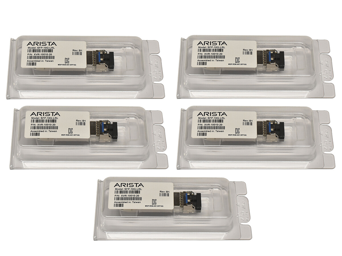 5x Arista Genuine GBIC SFP-10G-LRL 10Gbps SFP+ 1310nm 1km XVR-10010-20 Rev: B1