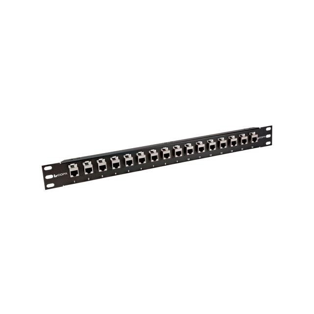 L-Com PR175C6-16S 1.75" 16 Port Low Profile Cat 6 Feed-Thru Patch Panel Shielded
