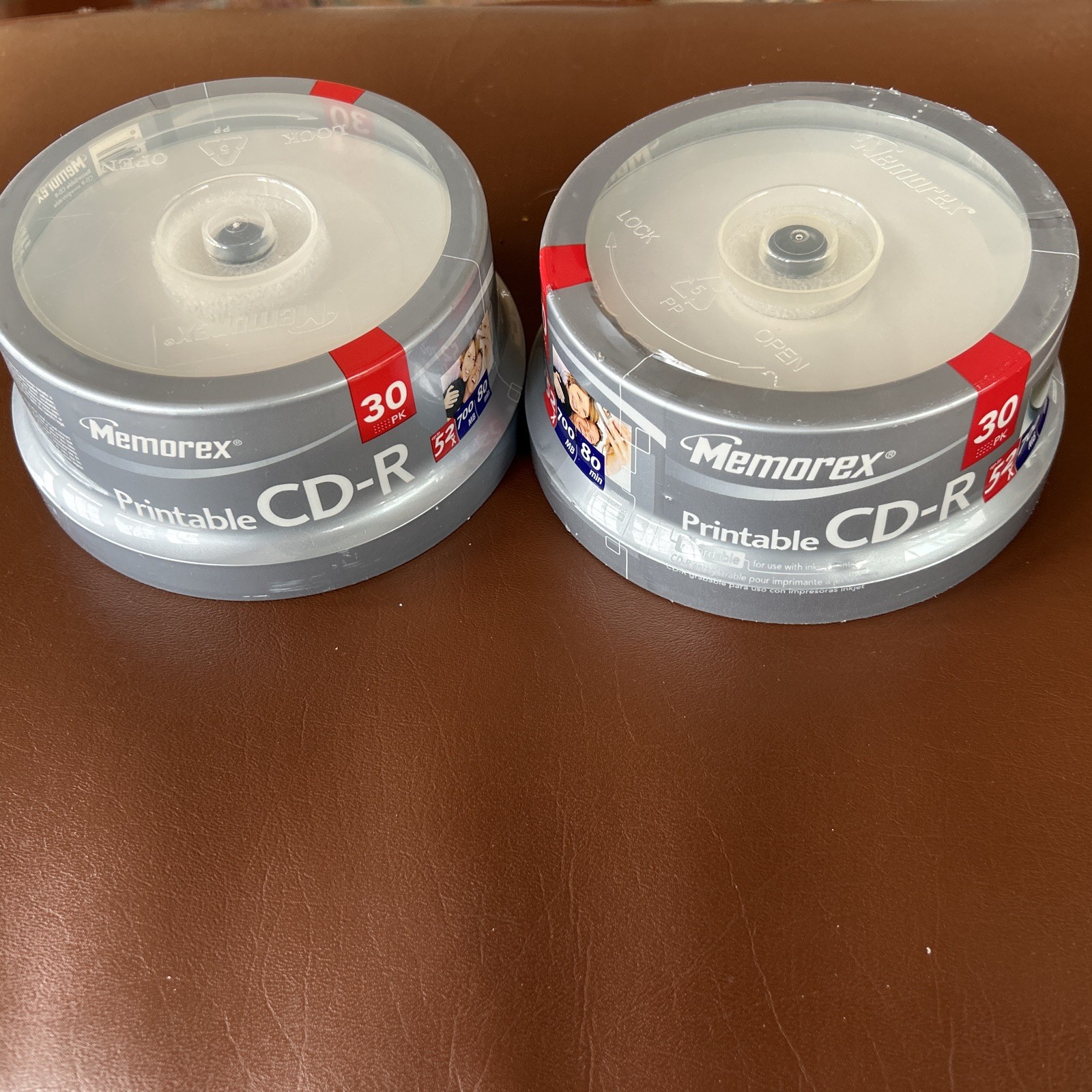 2 NEW Memorex 52X Printable 700MB CD-R Recordable 30 Pack 80 Minute CDs SEALED