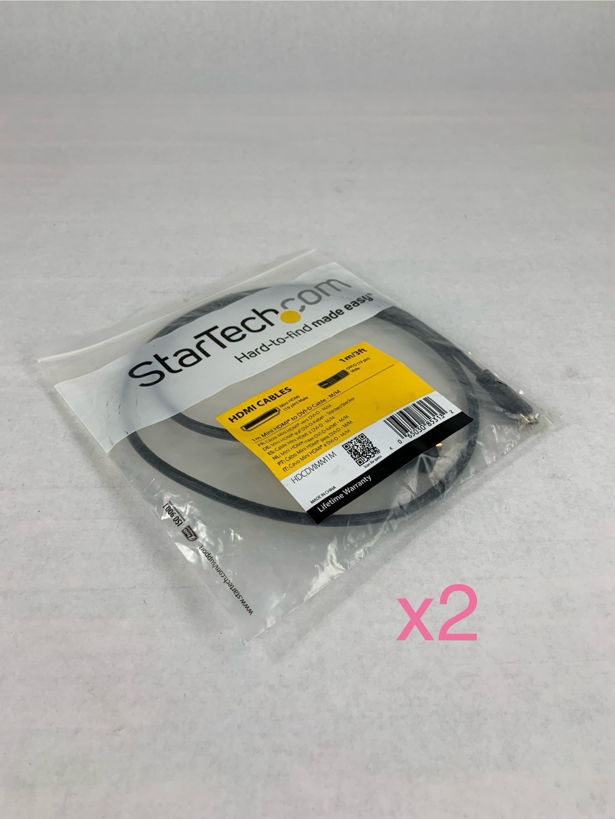 Startech HDMIACMM1 1m/3ft HDMI to Mini HDMI Cable (Lot of 2)